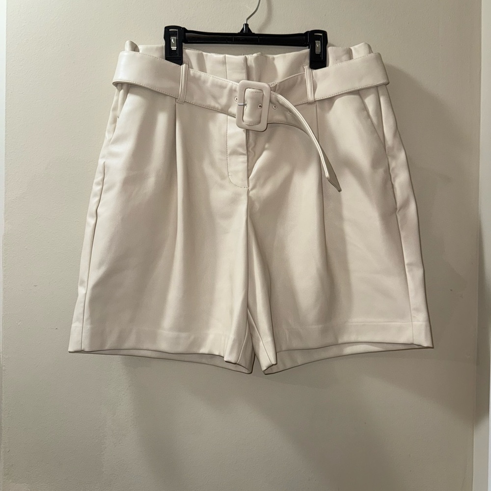 Express High Waist White Textured Shorts